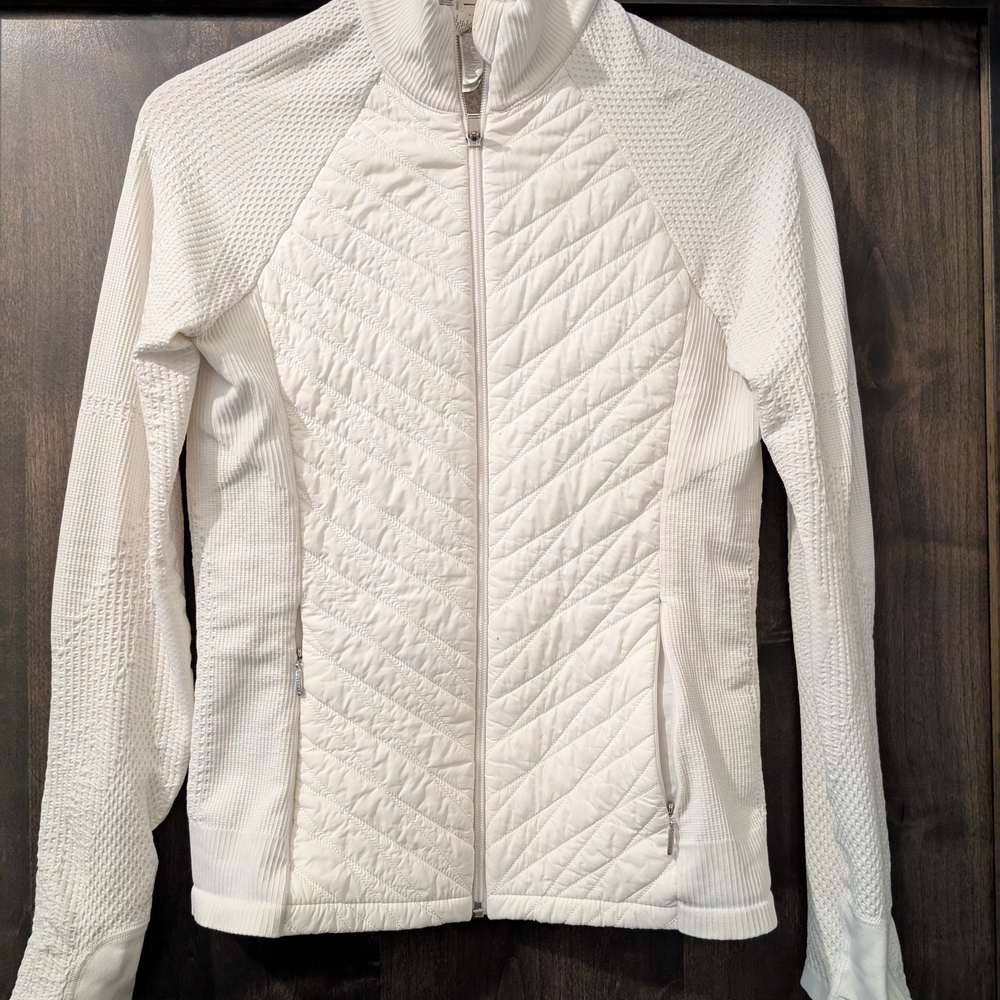 Athleta Women's White Textured Ski Jacket